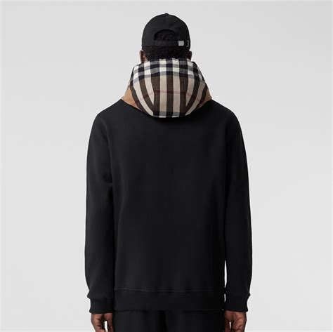 burberry hadley hood|Check Hood Cotton Blend Hoodie in Black/birch brown .